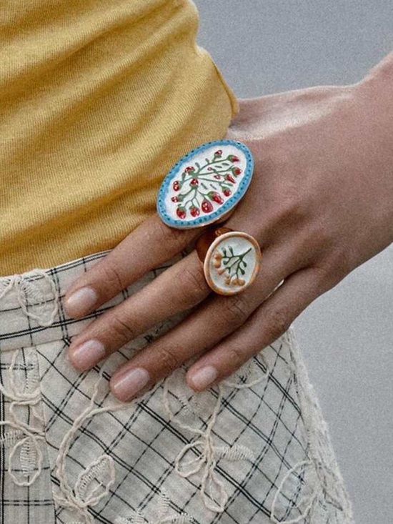 Zara Jewelry - Orange Floral Enamel Ring S1429